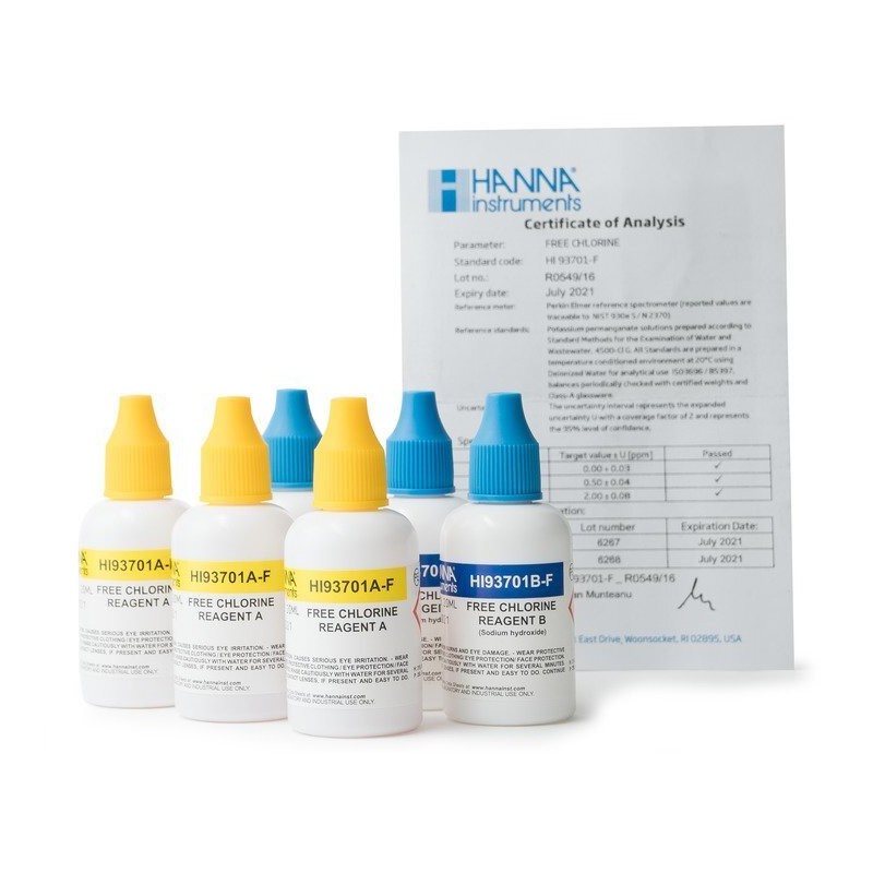 HI93701-F - Réactifs liquides pour photomètres chlore libre 300 tests - Hanna Instruments