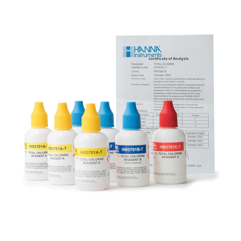 HI93701-T - Réactifs liquides pour photomètres chlore total 300 tests - Hanna Instruments